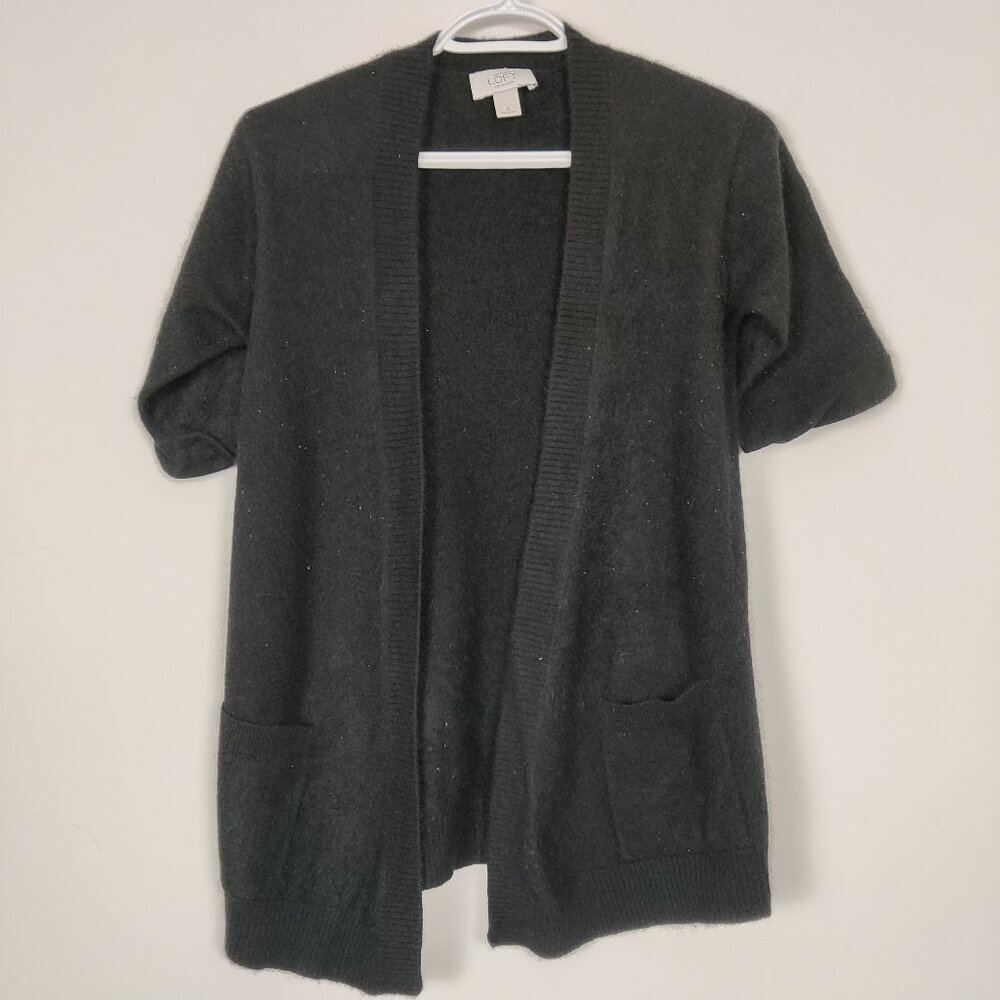 Ann Taylor Loft Women's Black Open Front Cashmere Cardigan in Black Size Small